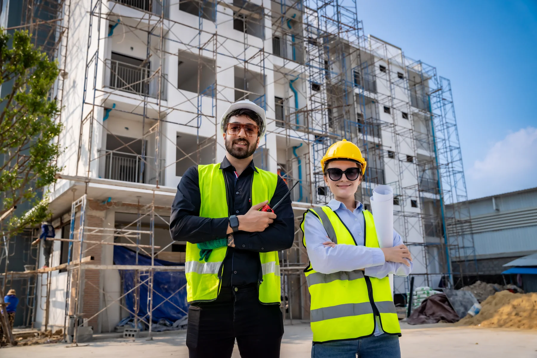 Construction people and equipment