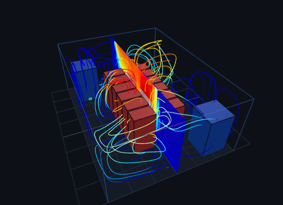 Computational fluid dynamics simulation of rack thermal airflow and cooling paths